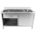 Commercial Pot Wash Sink Stainless steel 1 bowl Splashback 2 Doors 1200mm Depth 700mm - CEPSD120702D