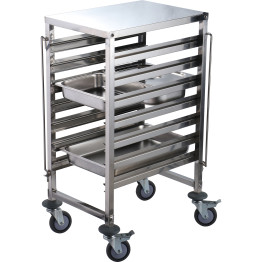 Rack/Tray/Pan Trolley Stainless Steel Gastronorm GN1/1 6 Tier with Top Shelf - CERT1106T