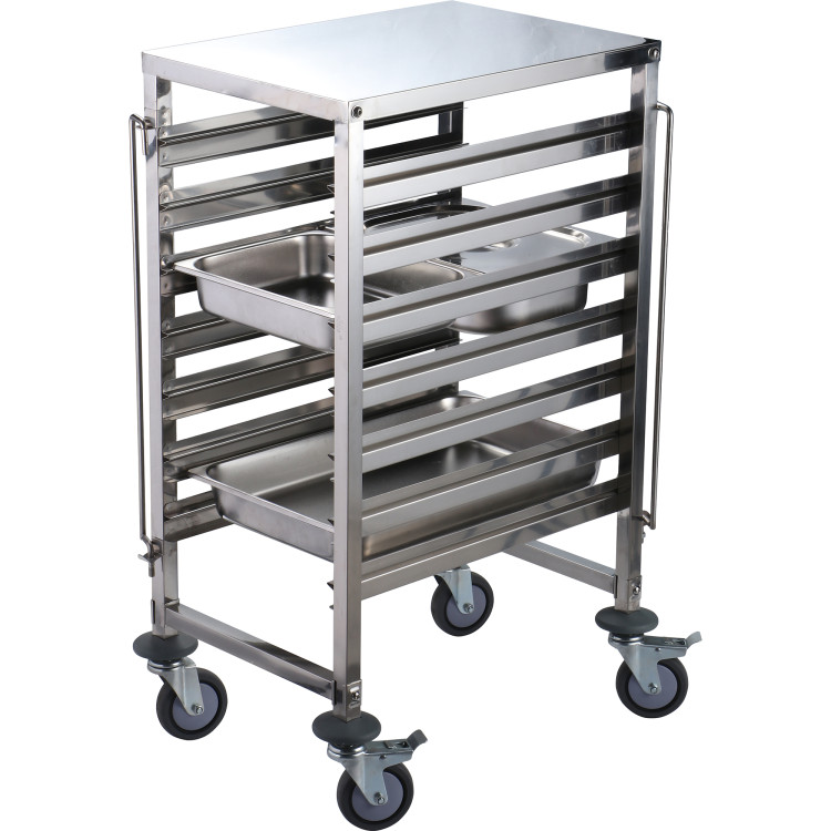 Rack/Tray/Pan Trolley Stainless Steel Gastronorm GN1/1 6 Tier with Top Shelf - CERT1106T