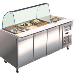 Saladette Prep Counter Glass top 2230x700x1365mm 4 doors - CESAL41