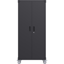 Professional Black 2 Door Lockable Steel Tool Cabinet with 4 Adjustable Shelves 800x420x1830mm - CESART216