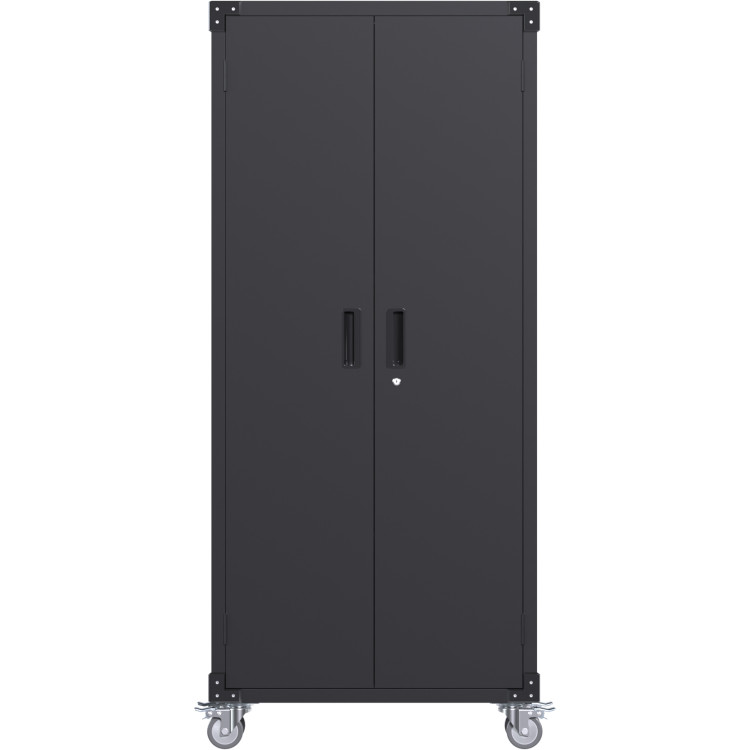 Professional Black 2 Door Lockable Steel Tool Cabinet with 4 Adjustable Shelves 800x420x1830mm - CESART216