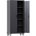 Professional Black 2 Door Lockable Steel Tool Cabinet with 4 Adjustable Shelves 800x420x1830mm - CESART216