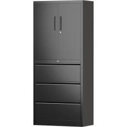 Professional Black Steel Cabinet 2 Doors 3 Drawers 760x380x1780mm - CESART234
