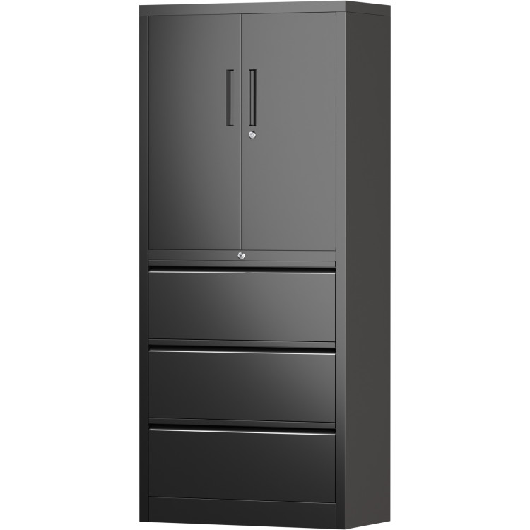 Professional Black Steel Cabinet 2 Doors 3 Drawers 760x380x1780mm - CESART234