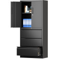 Professional Black Steel Cabinet 2 Doors 3 Drawers 760x380x1780mm - CESART234