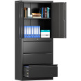 Professional Black Steel Cabinet 2 Doors 3 Drawers 760x380x1780mm - CESART234