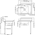 Commercial Stainless steel Pass Through Dishwasher Table with Sink Right 914mm Width - CESDT36R