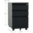 Professional Mobile Filing & Storage Cabinet 3 drawer 390x500x650mm Black - CESEMC1BLACK