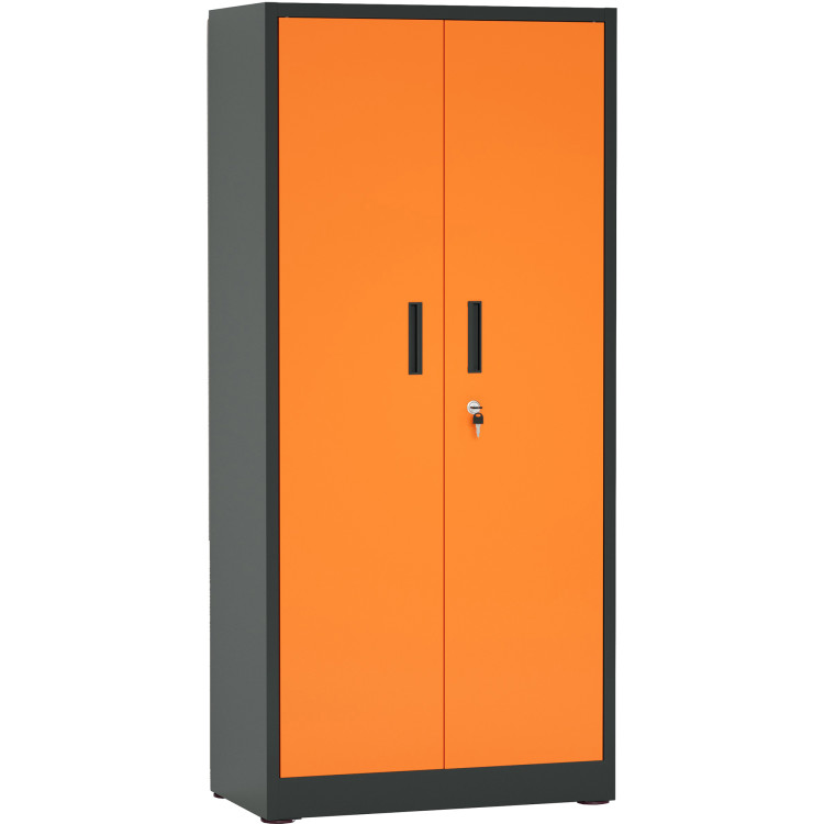 Heavy Duty Grey and Orange 2 Door Lockable Steel Tool Cabinet with 4 Shelves & Pegboard 800x400x1800mm - CESETC1GREYORANGE