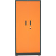 Heavy Duty Grey and Orange 2 Door Lockable Steel Tool Cabinet with 4 Shelves & Pegboard 800x400x1800mm - CESETC1GREYORANGE