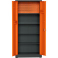 Heavy Duty Grey and Orange 2 Door Lockable Steel Tool Cabinet with 4 Shelves & Pegboard 800x400x1800mm - CESETC1GREYORANGE