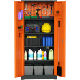 Heavy Duty Grey and Orange 2 Door Lockable Steel Tool Cabinet with 4 Shelves & Pegboard 800x400x1800mm - CESETC1GREYORANGE