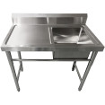 Commercial Sink Stainless steel 1000x600x900mm 1 bowl right Splashback - CESINK8060RIGHT