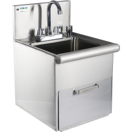 Hand Wash Sink with Faucet & Soap dispenser & Paper towel dispenser Back splash Stainless steel - CESSHWS1614