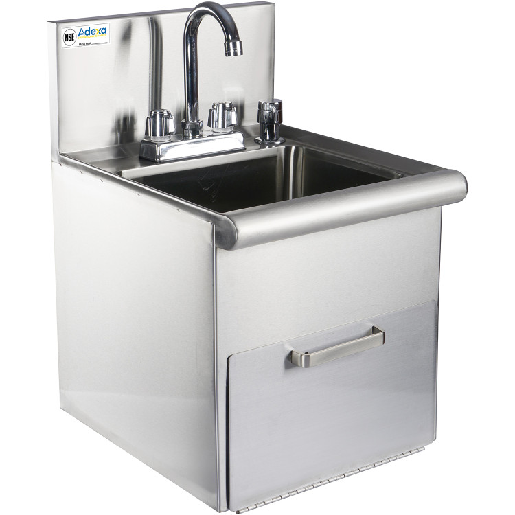 Hand Wash Sink with Faucet & Soap dispenser & Paper towel dispenser Back splash Stainless steel - CESSHWS1614