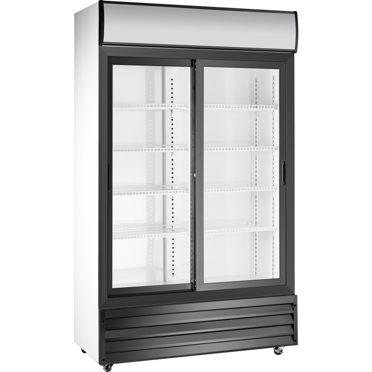 Commercial Twin Bottle cooler Upright 525 litres Sliding glass doors Black&White - CESSP688WEB
