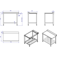 Unloading table Left side 1100x650x850mm With bottom shelf With splashback Stainless steel - CESWB11065R