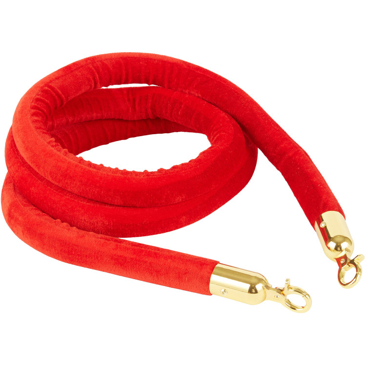 Red Velvet Stanchion Rope with Gold ends 1.5m - CEVR01RG