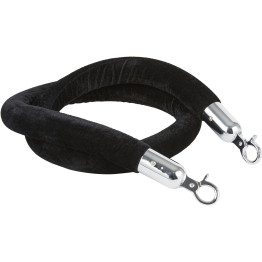 Black Velvet Stanchion Rope with Silver ends 1.5m - CEVR01BS
