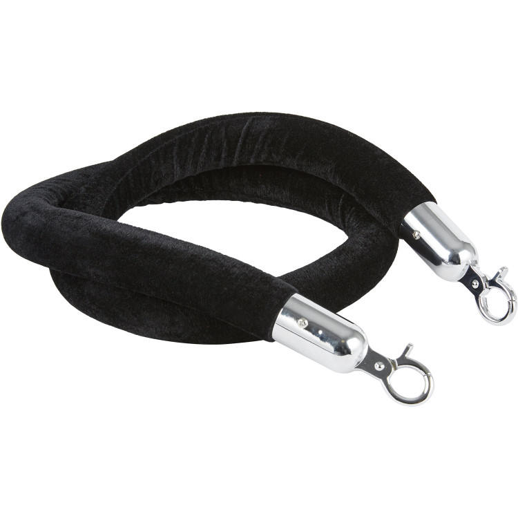 Black Velvet Stanchion Rope with Silver ends 1.5m - CEVR01BS
