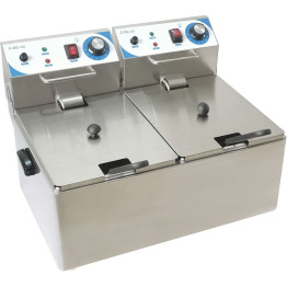 Commercial Double Deep Fat Fryer 10 + 10 litres 3kW Countertop - CEWH162A