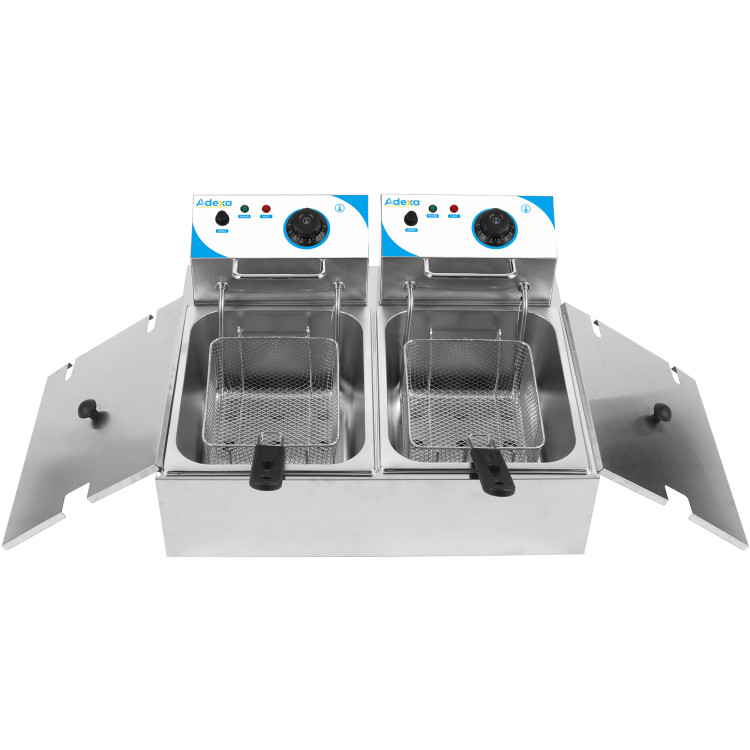 Commercial Twin Fryer Electric 8+8 litre 2.5+2.5kW Countertop - CEWHCDFD
