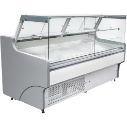 Serve over Deli counter White front Straight glass front Width 1330mm - CEWHITE1309SG