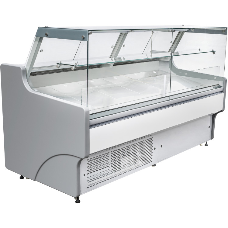 Serve over Deli counter White front Straight glass front Width 1330mm - CEWHITE1309SG