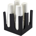 Black Cup Holder / Dispenser 4 Stacks Square - CEWQB3004