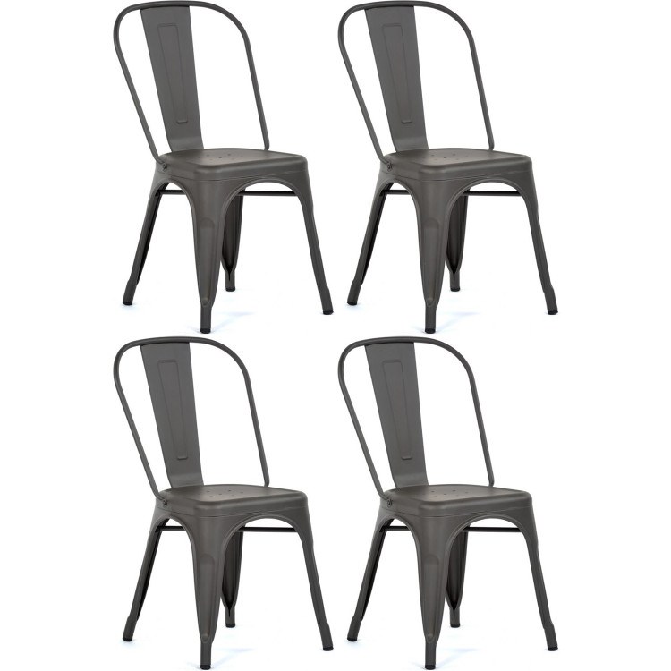 4pcs Bistro Dining Chair Steel Dark Grey Indoors - CEWW60G