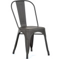 4pcs Bistro Dining Chair Steel Dark Grey Indoors - CEWW60G