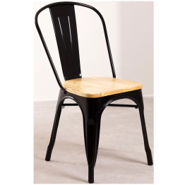 B GRADE 4pcs Bistro Dining Chair with Wooden seat Steel Black Indoors - WW60B B GRADE 