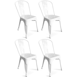 4pcs Bistro Dining Chair Steel White Indoors - CEWW60W