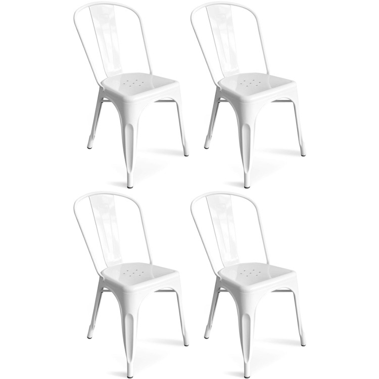 4pcs Bistro Dining Chair Steel White Indoors - CEWW60W