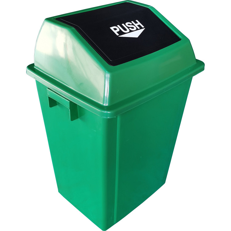 Square Push Lid Bin 60 Litres Green - CEXDL60B6GREEN