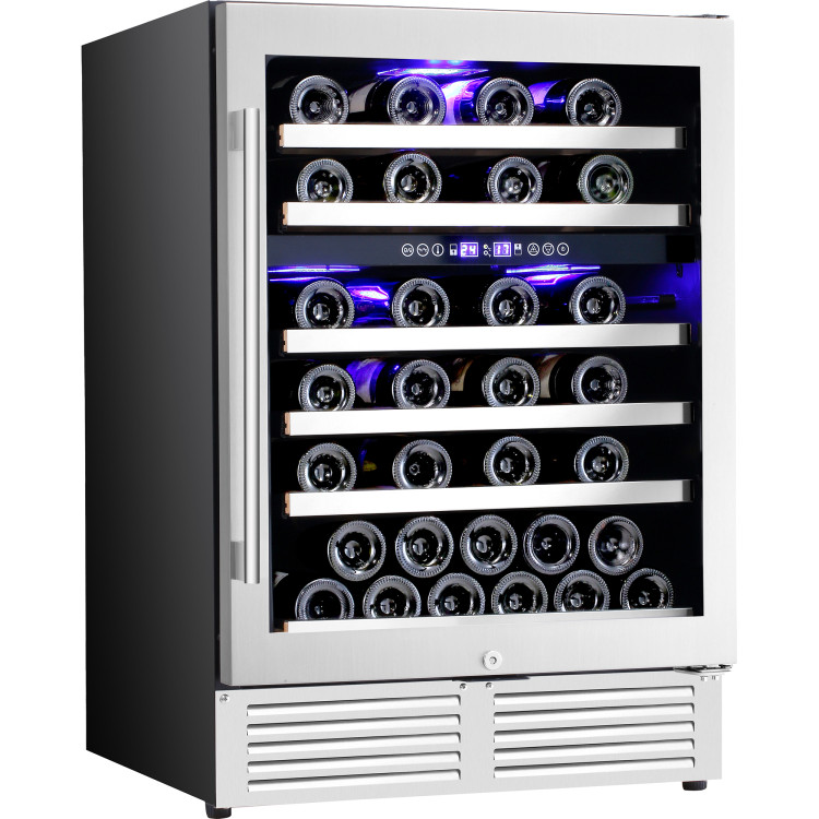 Commercial Wine Cooler 6 Shelves 138 Litres 46 Bottles Dual Temperature Zones Compressor Cooling 595x575x820mm Stainless Steel - CEYC150BS