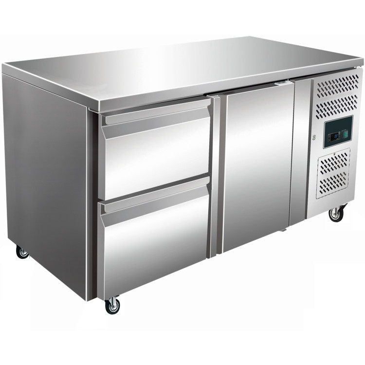 Commercial Refrigerated Counter 1 Door 2 drawers Depth 700mm - CETHP2120TN