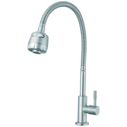 Commercial Sink Mixer Tap Flexible Spout with Spray Head Stainless Steel 324mm Height | CaterEq CE3045016