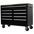 Professional 46 Inch Black Steel Rolling Tool Chest with 9 Drawers and Rubberwood Top 1170 x 462 x 913mm | CaterEq CE461909DBLACK Professional 46 Inch Black Steel Rolling Tool Chest with 9 Drawers and Rubberwood Top 1170 x 462 x 913mm | CaterEq CE461909DBLACK