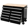 Professional 46 Inch Black Steel Rolling Tool Chest with 9 Drawers and Rubberwood Top 1170 x 462 x 913mm | CaterEq CE461909DBLACK Professional 46 Inch Black Steel Rolling Tool Chest with 9 Drawers and Rubberwood Top 1170 x 462 x 913mm | CaterEq CE461909DBLACK