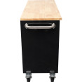   Heavy Duty Steel Rolling Tool Chest with Wooden Worktop 6 Drawers 1 Side Cabinet 1370x488x913mm Black | CaterEq CE482038ABLACK