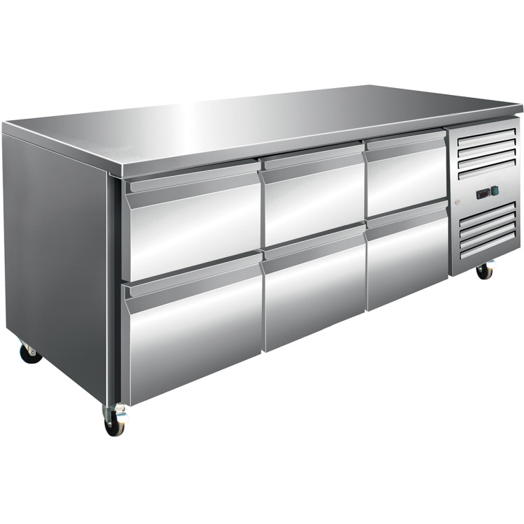 Commercial Refrigerated Counter 6 drawers Depth 700mm - CE6DRG31V