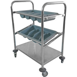 Cutlery & Tray Trolley 2 trays & Undershelf 570x350x860mm - CECTT2