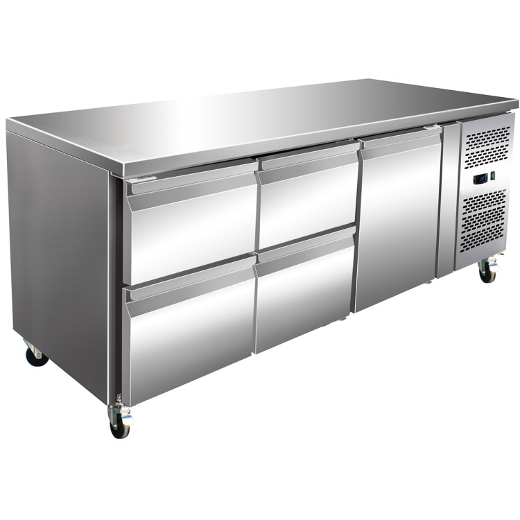 Commercial Refrigerated Counter 1 door 4 drawers Depth 700mm - CETHP3140TN