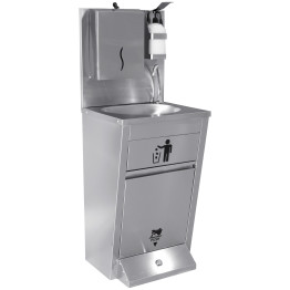 Handwash Station with Waste basket & Napkin dispenser & Soap dispenser holder Foot operated Stainless steel Height 1350mm - CEAYK002