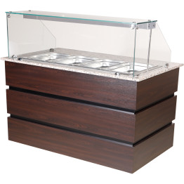 Professional Bain Marie Showcase 4xGN1/1 with Wooden Panels - CECMB714