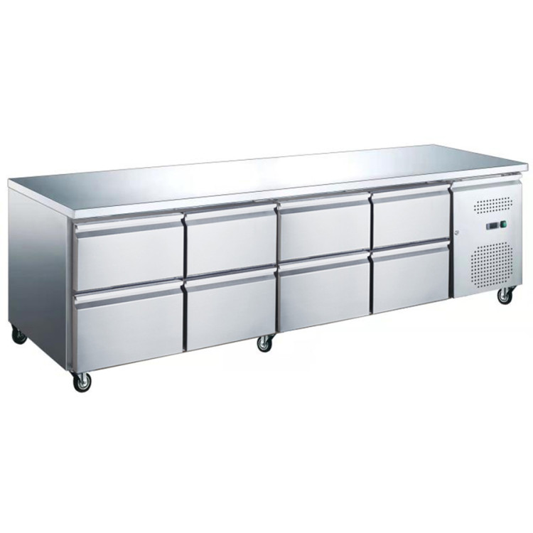 Professional Low Refrigerated Counter / Chef Base 8 drawers 2230x700x650mm - CEUGN4180