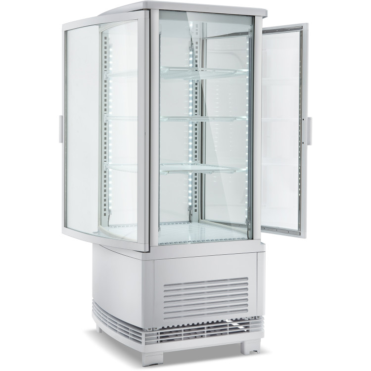Countertop Display Fridge 75 litres 3 shelves White 2 curved doors front & back - CECL68RW