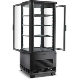 Countertop Display Fridge 75 litres 3 shelves Black 2 curved doors front & back - CECL68RB